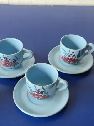 Set Tè/Caffè Vintage Blu Floreale in Ceramica