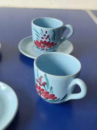 Set Tè/Caffè Vintage Blu Floreale in Ceramica
