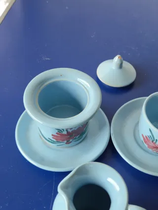 Set Tè/Caffè Vintage Blu Floreale in Ceramica
