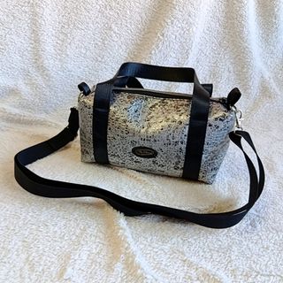 Bolso de mano/hombro polipiel serpiente plateado