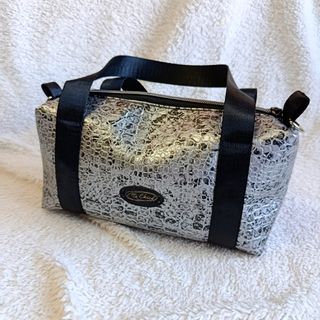 Bolso de mano/hombro polipiel serpiente plateado