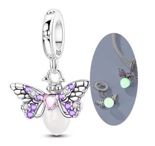 Charm Mariposa Corazón Plat pulsera Pandora collar