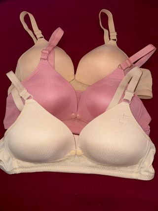 NUEVOS 3 Sujetadores Lactancia Beige,Blanco y Rosa