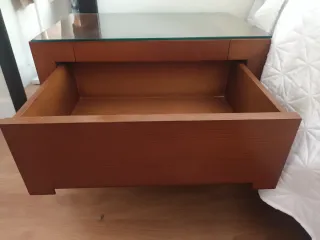 Cabecero tapizado piel y madera