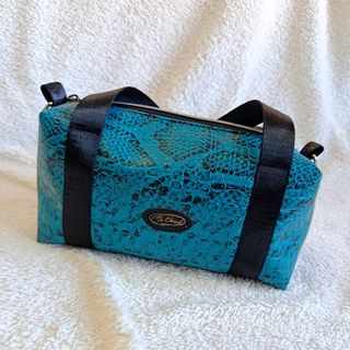 Bolso de mano/hombro serpiente azul petroleo