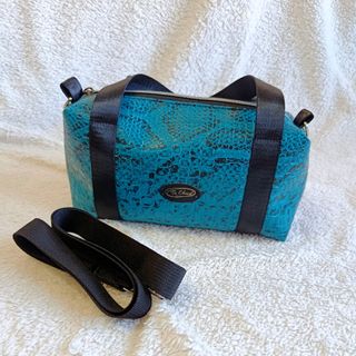 Bolso de mano/hombro serpiente azul petroleo