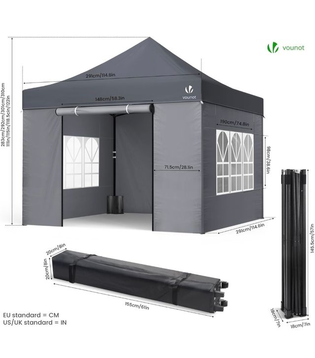 Carpa plegable 3x3m gris