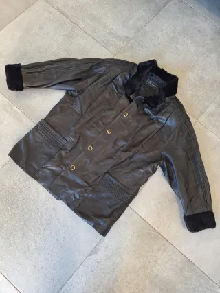 Abrigo Piel Negro Scappino Mujer Talla 50