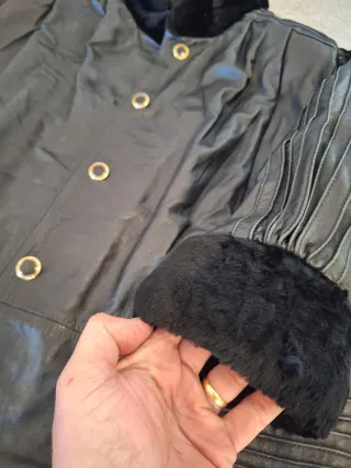 Abrigo Piel Negro Scappino Mujer Talla 50