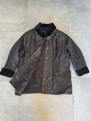 Abrigo Piel Negro Scappino Mujer Talla 50