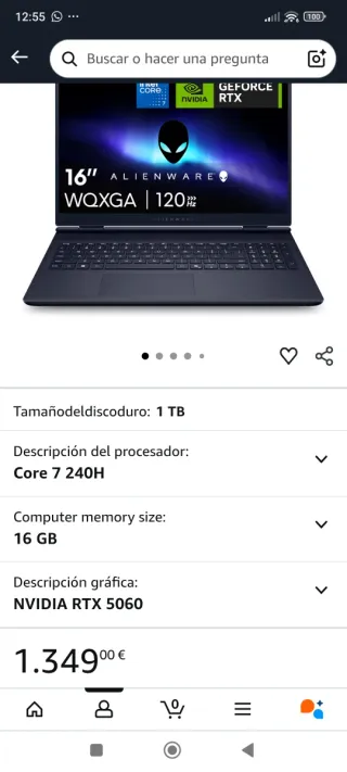 Alienware 16 Aurora Portátil Gaming AC16250