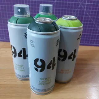 4 botes de spray MTN 94 colores verdes a estrenar