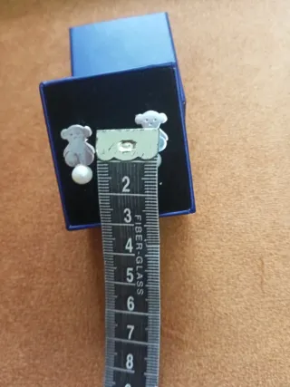 Pendientes Osito Plata y Perla