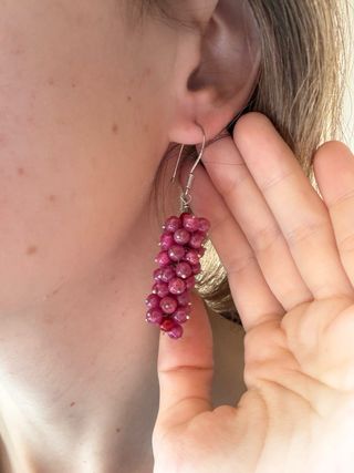 Pendientes de plata con piedras rosas