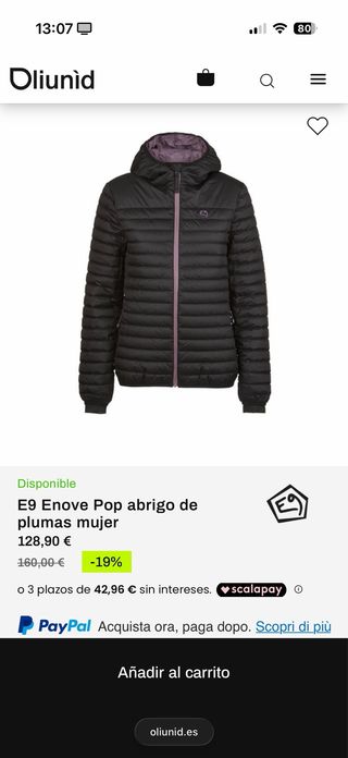 E9 Enove Pop abrigo de plumas mujer.