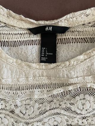 Camiseta encaje H&M talla L crudo