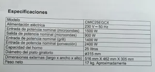 Microondas grill+convección Corberó con mueble