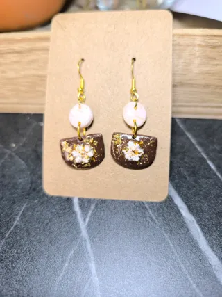 Pendientes Marrones y Rosas