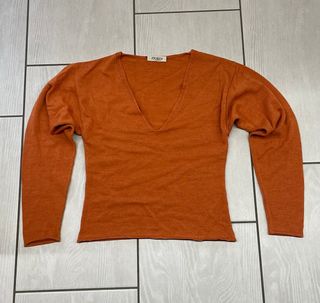 Maglione Fjordi scollatura a V arancione
