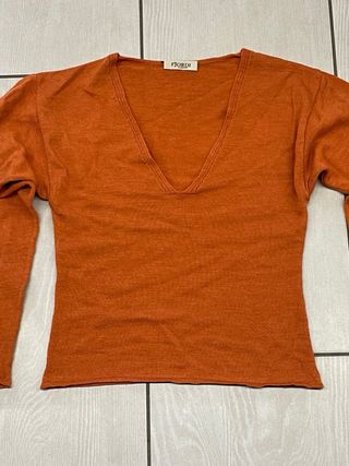 Maglione Fjordi scollatura a V arancione
