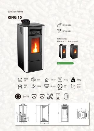 Estufa de Pellets  KING 10Kw BAR1016