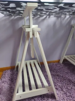 Mesa Cristal y Caballetes Madera Ikea