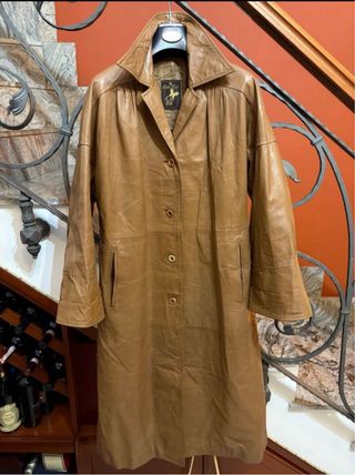 Cappotto donna vera pelle vintage marrone