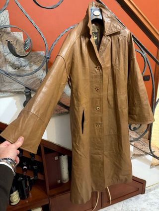 Cappotto donna vera pelle vintage marrone