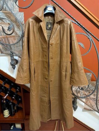 Cappotto donna vera pelle vintage marrone