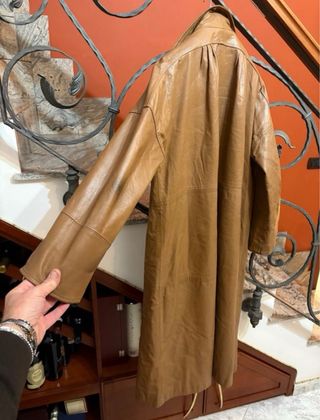Cappotto donna vera pelle vintage marrone