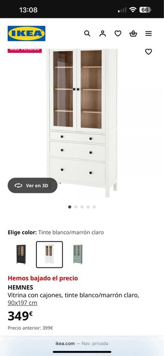 Vitrina blanca con cajones y cristal