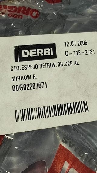 Derbi Predator espejo retrovisor derecho Original