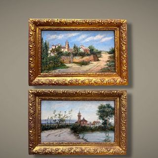 Dos óleos antiguos sobre tabla