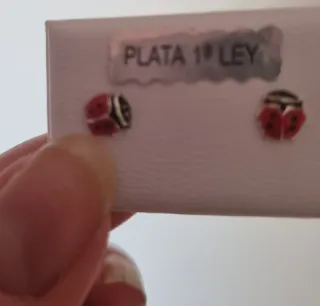 Pendientes bebé mariquitas plata 1ª ley