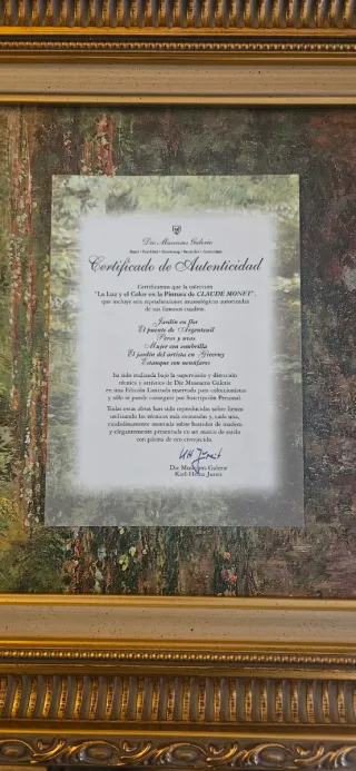 Cuadros Claude Monet - Certificado Autenticidad