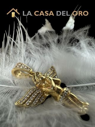 Colgante ángel con circonitas oro de 18 kt