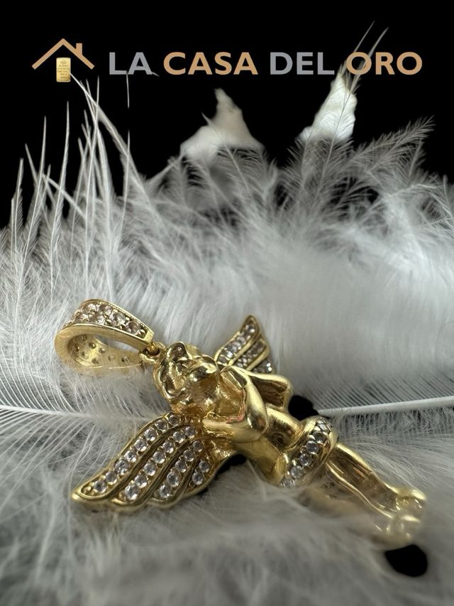Colgante ángel con circonitas oro de 18 kt
