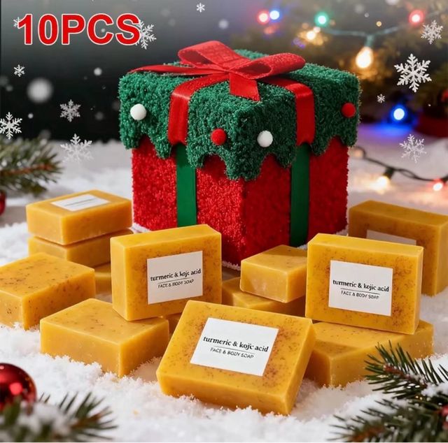 10 Jabones Cúrcuma y cajita Navideña