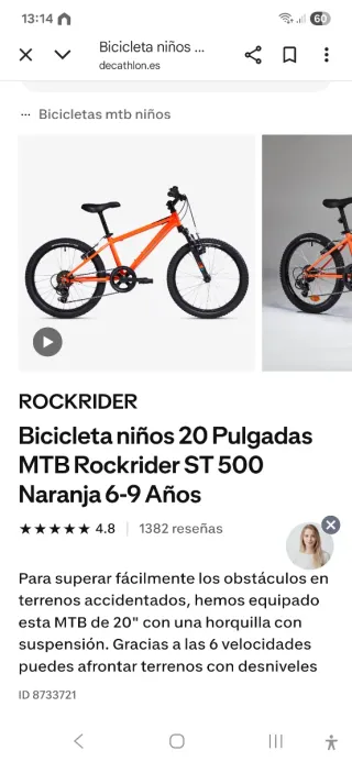 Bicicleta MTB Rockrider 20 Niños