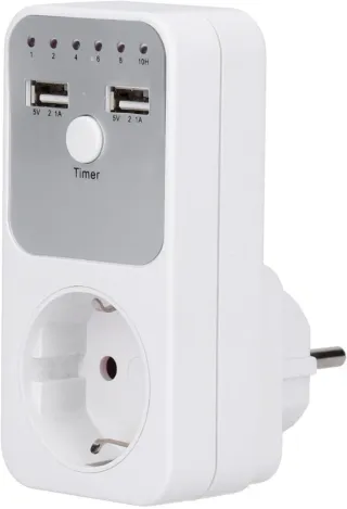 Toma temporizador con 2 puertos USB