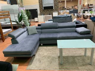 Sofá Rinconera Daniela Gris Terciopelo