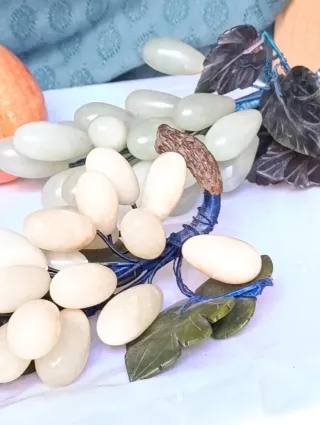 Centro de mesa cristal con frutas de piedra