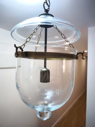 Lámpara colgante cristal tallado y metal