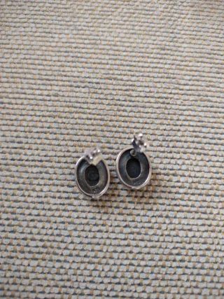Pendientes plata con piedra negra