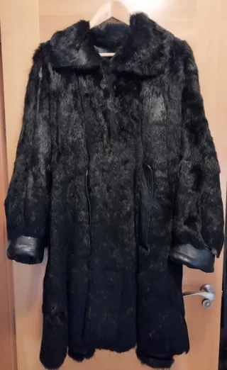 Abrigo de piel negro mujer