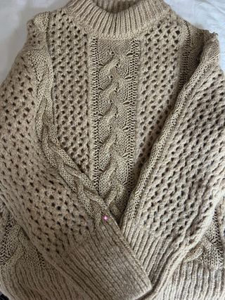 Jersey Zara Ochios Metalizado Beige y oro