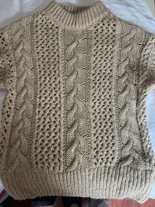 Jersey Zara Ochios Metalizado Beige y oro