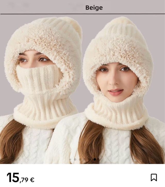 Gorro y braga de mujer beige