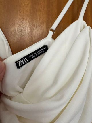 Vestido largo Zara blanco drapeado