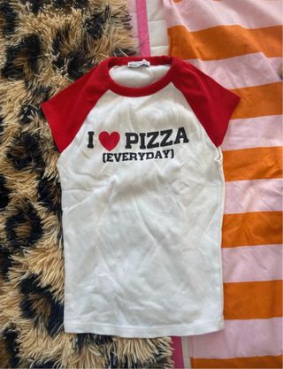Camiseta Bershka I Love PIZZA Talla XS